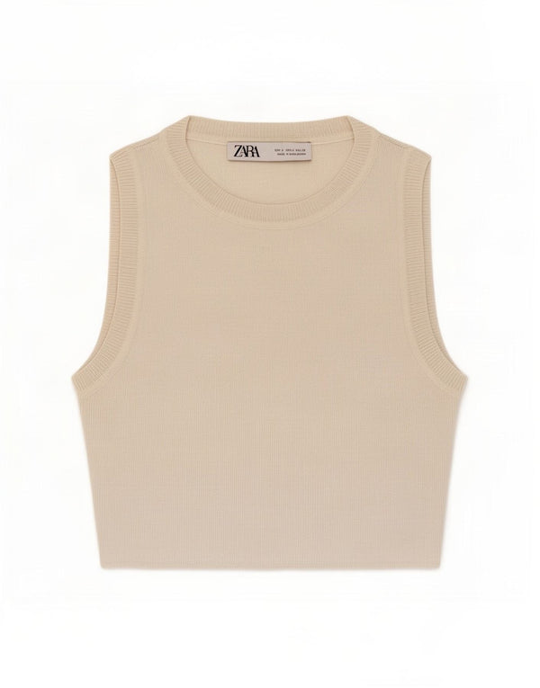 Top corto da donna Zara UK 8 piccolo in viscosa bianca