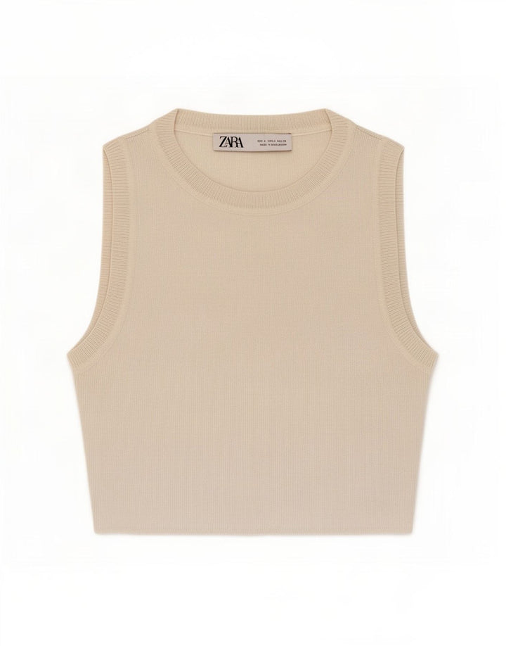 Top corto da donna Zara UK 8 piccolo in viscosa bianca