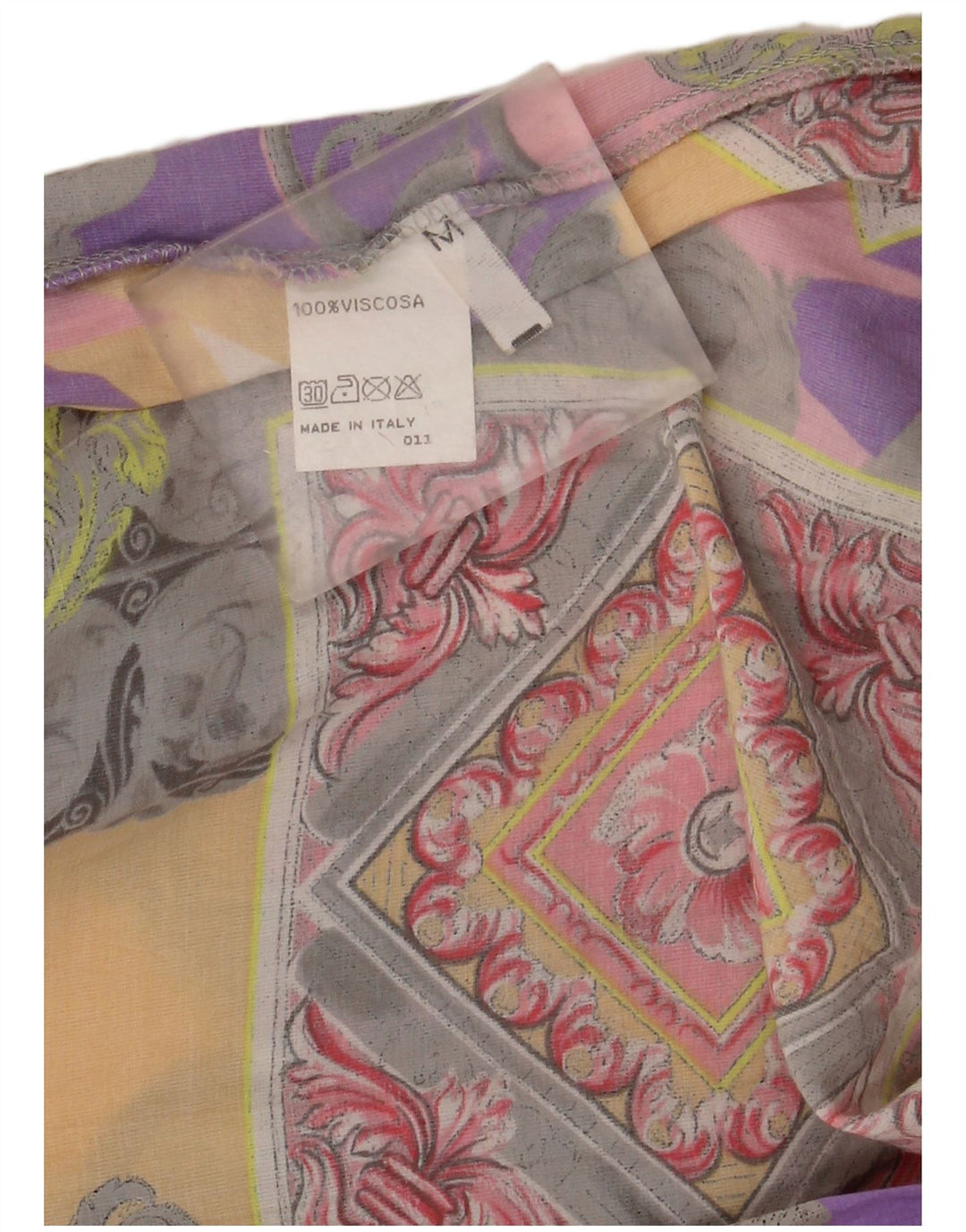 Camicetta camicia vintage da donna UK 14 Viscosa Paisley multicolore media