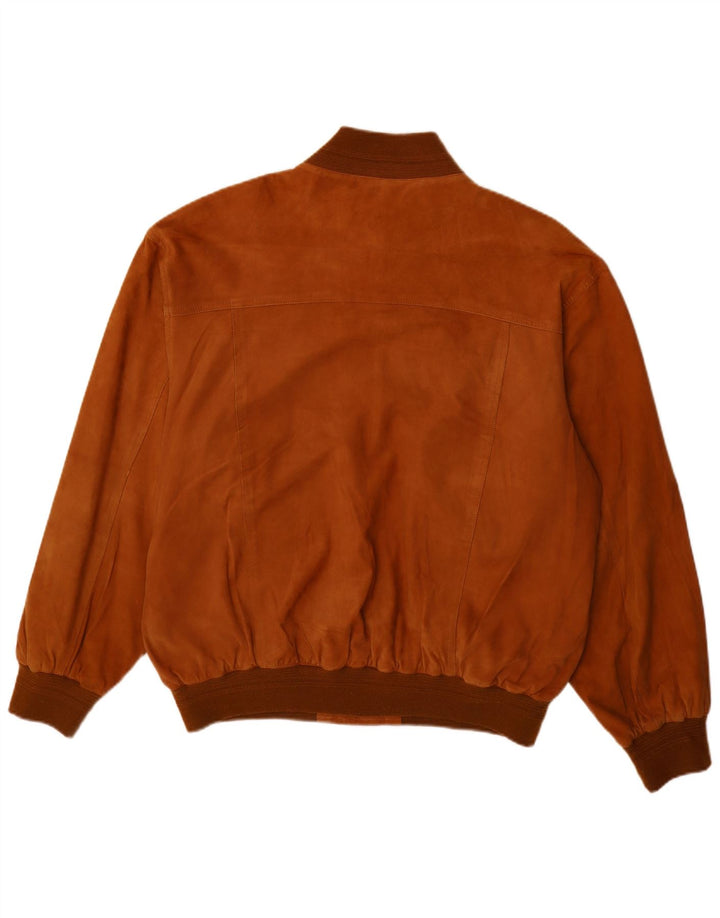 Giubbotto bomber vintage in pelle scamosciata da uomo IT 56 3XL in pelle marrone