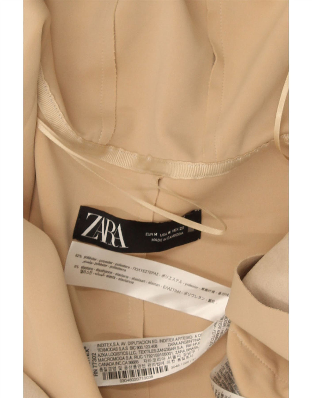 Cappotto con cappuccio da donna Zara UK 14 Poliestere beige medio