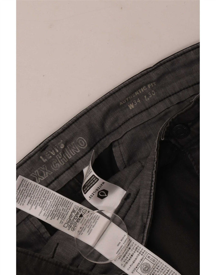 Pantaloni chino autentici da uomo Levi's W34 L30 in cotone grigio