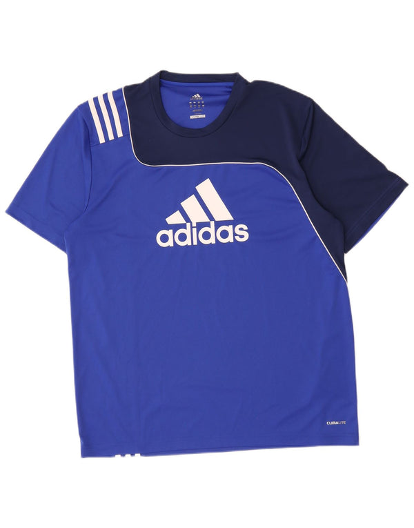 T-shirt grafica Adidas Climalite da uomo UK 44/46 Large Blu Colourblock