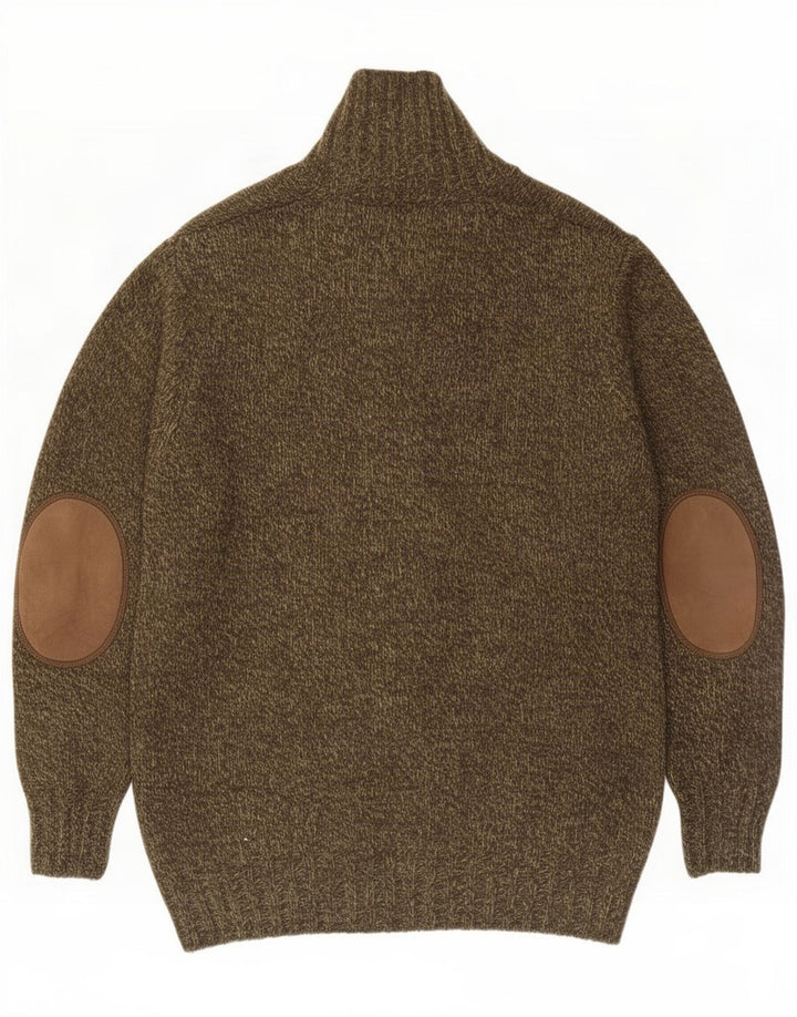 Massimo Dutti Maglione cardigan da uomo color block color kaki medio in lana