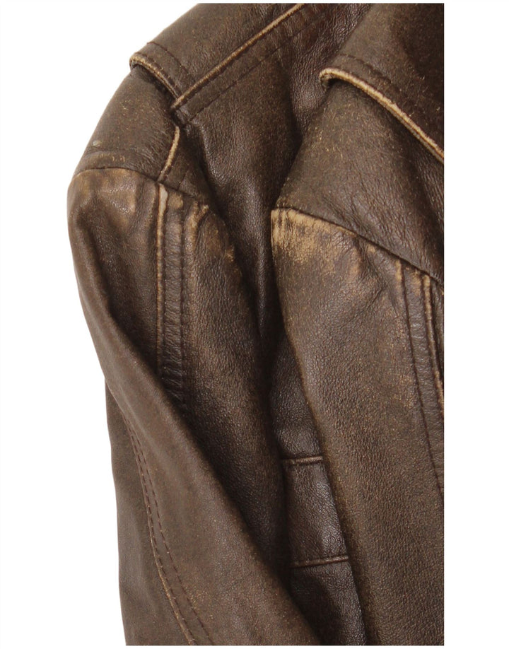 Giacca in pelle da uomo Route 66 UK 40 grande in pelle marrone