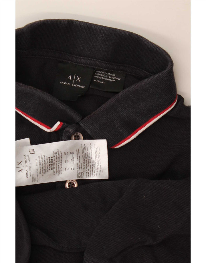 Polo da uomo Armani Exchange XL in cotone a righe nere