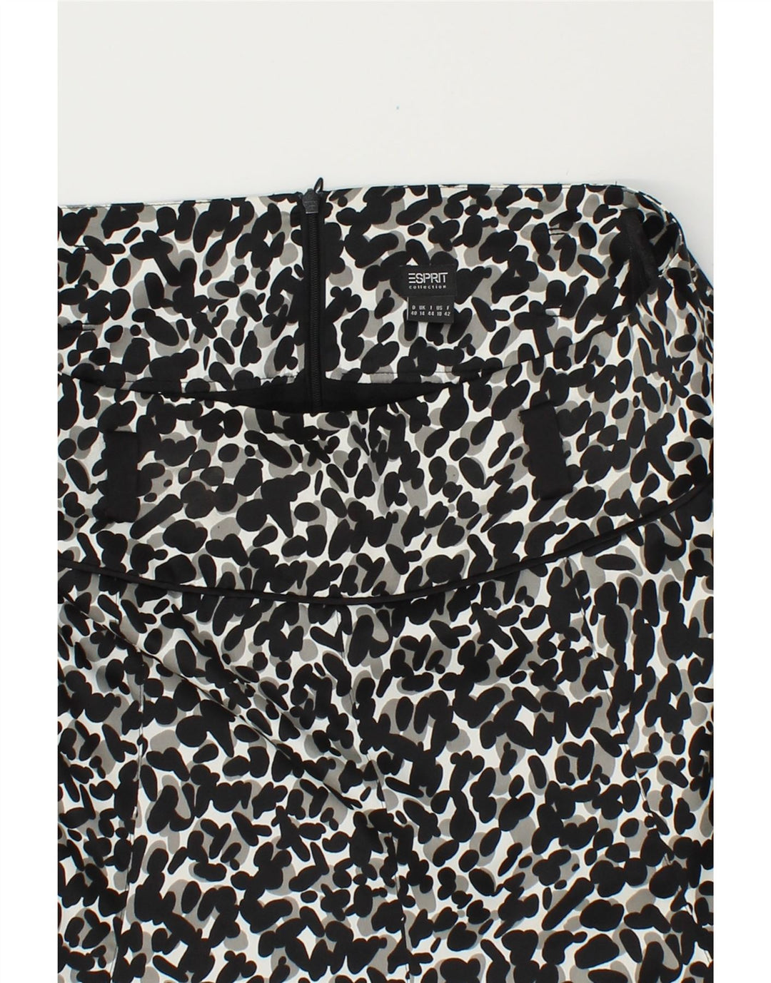 ESPRIT Womens Abstract Pattern A-Line Skirt UK 14 Large W34  Black Vintage Esprit and Second-Hand Esprit from Messina Hembry 