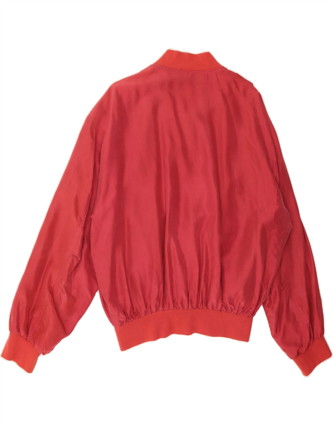 VIA ARDIGO Mens Bomber Jacket IT 54 2XL Red Silk Vintage Via Ardigo and Second-Hand Via Ardigo from Messina Hembry 