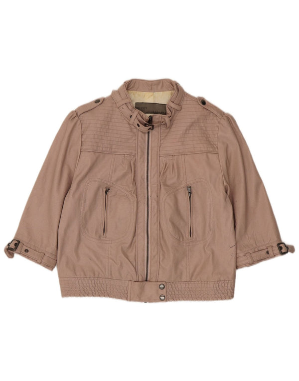 Giacca militare in ecopelle con maniche a 3/4 da donna Zara UK 18 XL Rosa