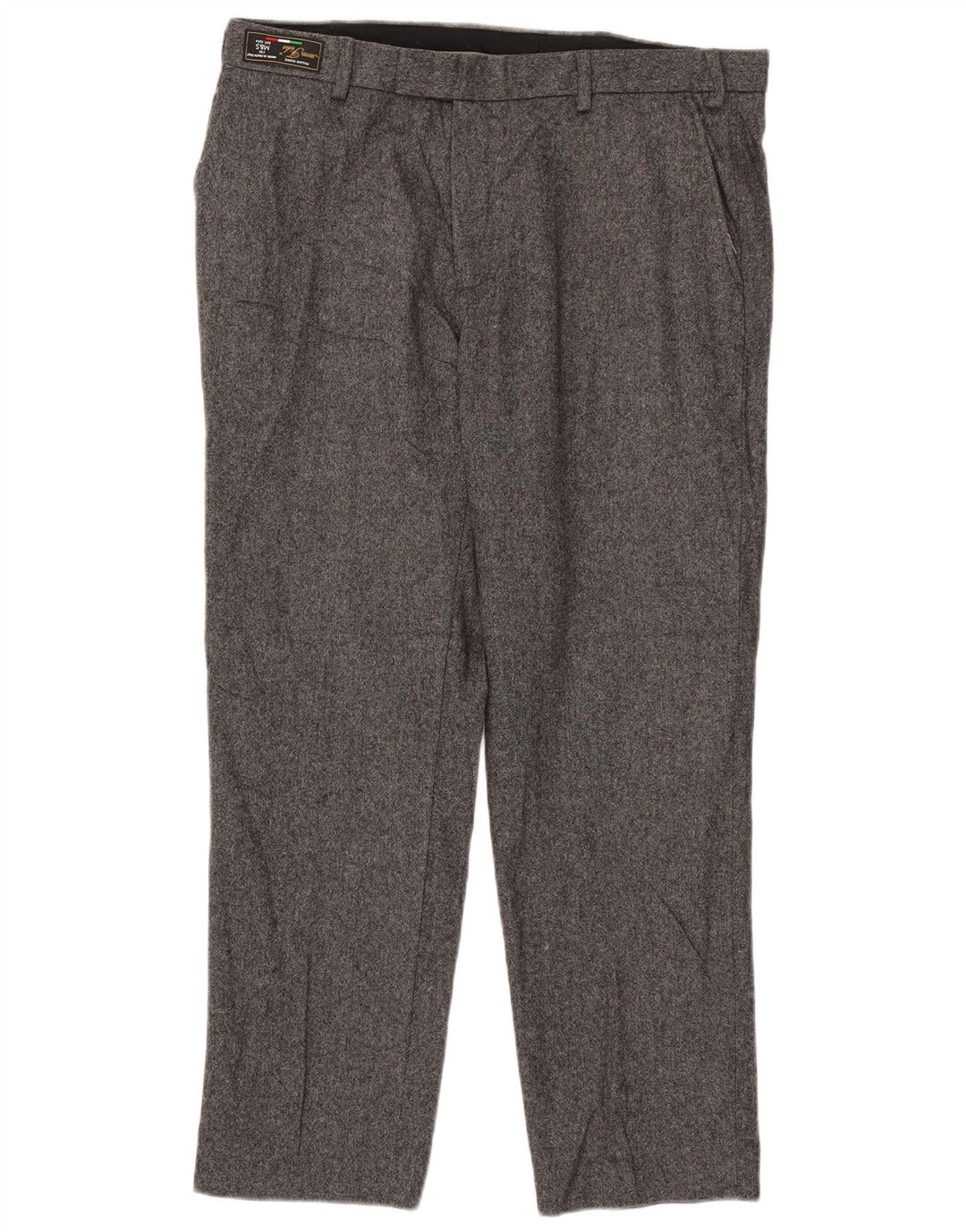 Pantaloni da abito dritti sartoriali da uomo Marks & Spencer W36 L29 grigio chiazzato