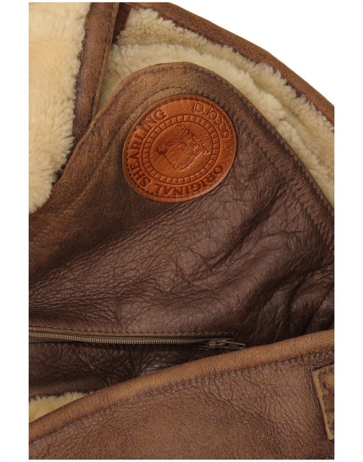Giacca in shearling vintage da uomo UK 42 XL Shearling marrone