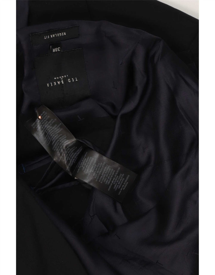 Giacca blazer da uomo a vestibilità regolare a 2 bottoni Ted Baker UK 38 cotone nero medio