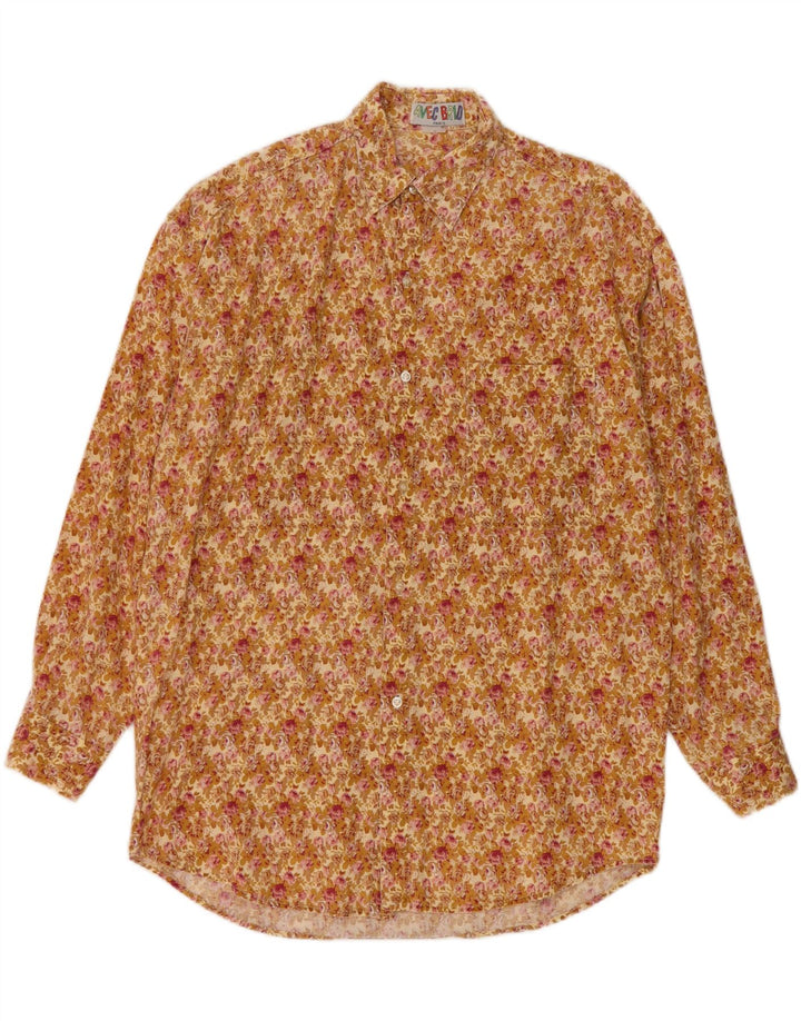 Camicia vintage da uomo verde medio floreale