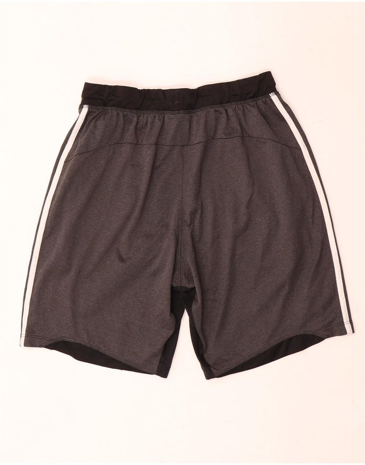 Pantaloncini sportivi da uomo Adidas in poliestere color block grigio medio