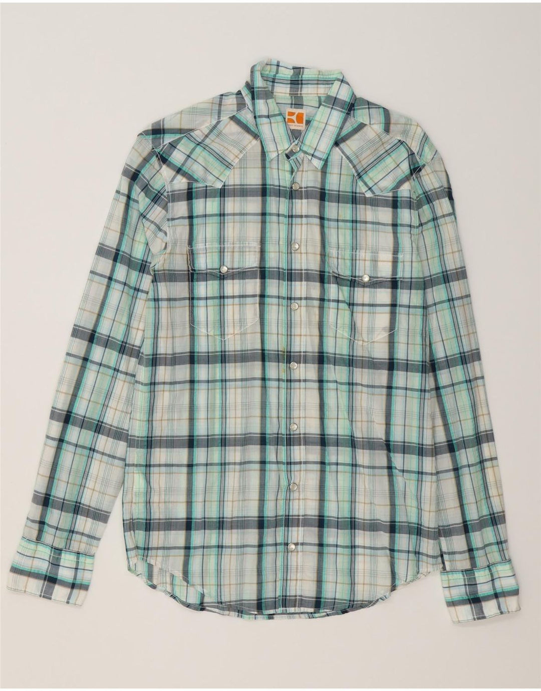 Camicia da uomo HUGO BOSS in cotone a quadri blu medio