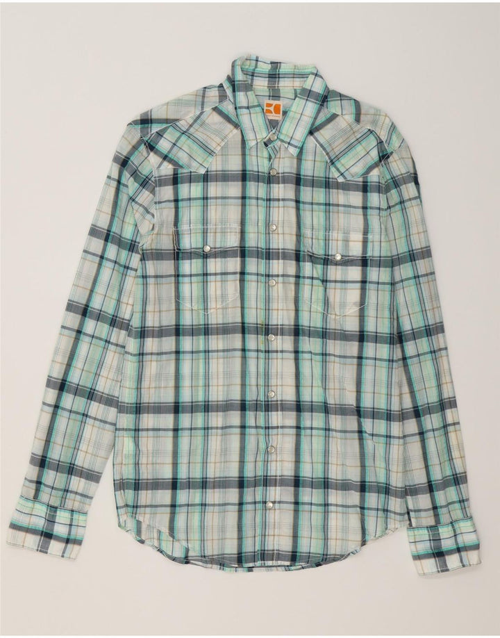 Camicia da uomo HUGO BOSS in cotone a quadri blu medio
