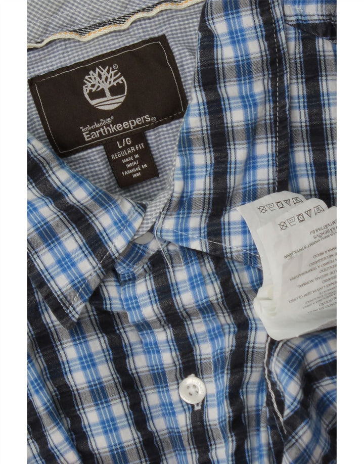 TIMBERLAND Camicia da uomo a maniche corte vestibilità regolare in cotone a quadri blu grande