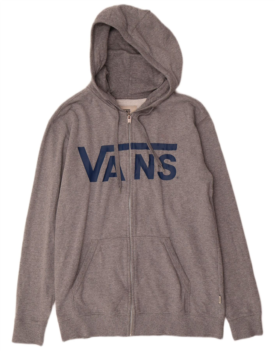 Felpa con cappuccio e zip grafica da uomo VANS in cotone grigio medio
