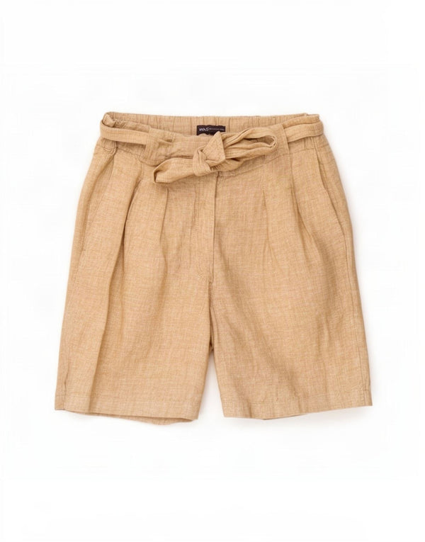 Pantaloncini chino a vita alta da donna Marks & Spencer UK 10 piccoli W28 Lino beige