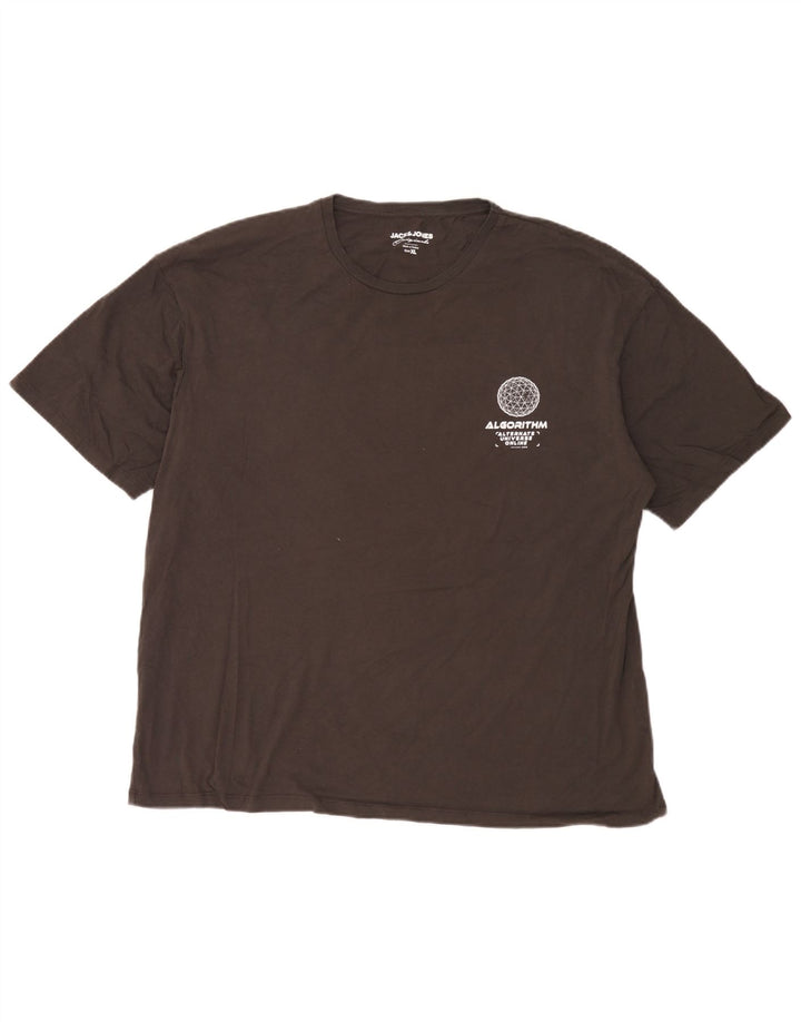 T-shirt grafica da uomo Jack & Jones Top XL in cotone grigio