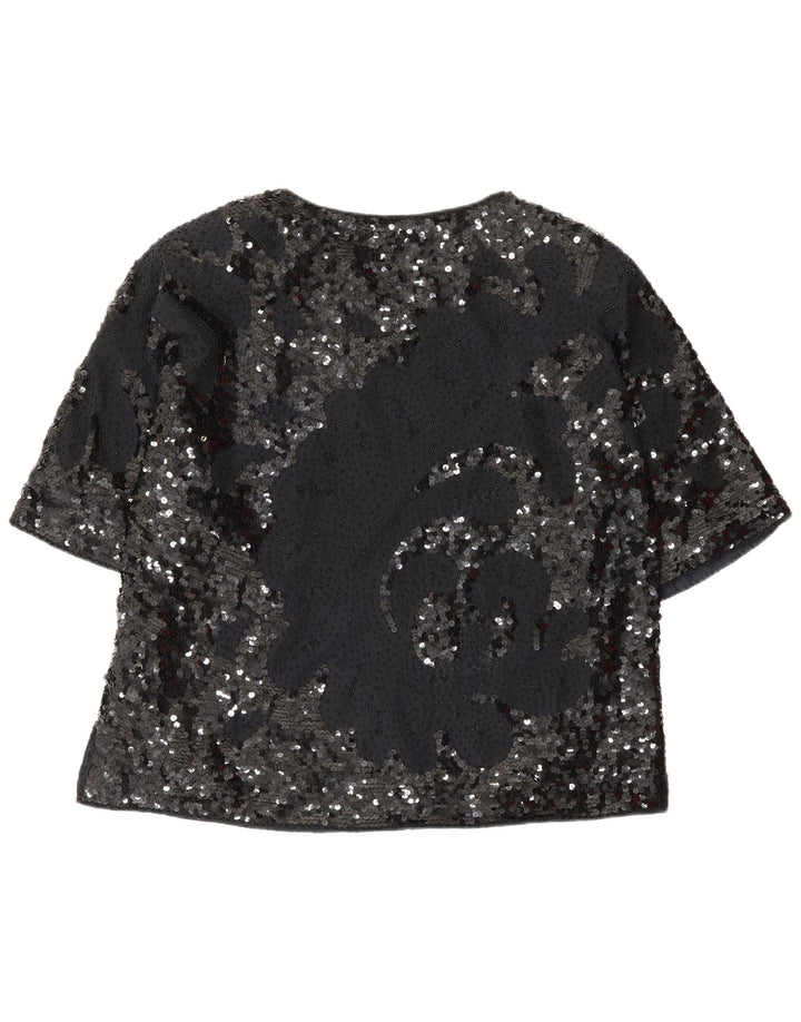 Camicetta vintage da donna Top IT 46 grande nera