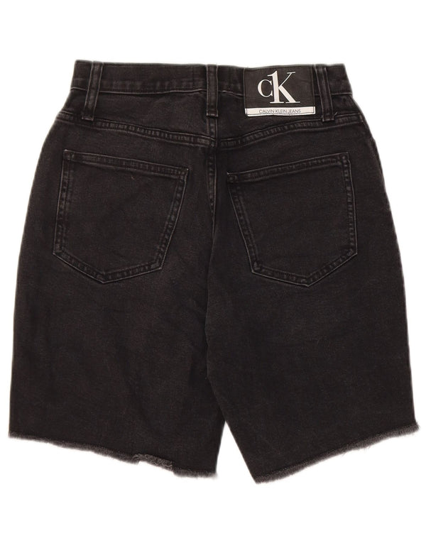 Pantaloncini di jeans a vita alta mamma Calvin Klein da donna W25 XS neri