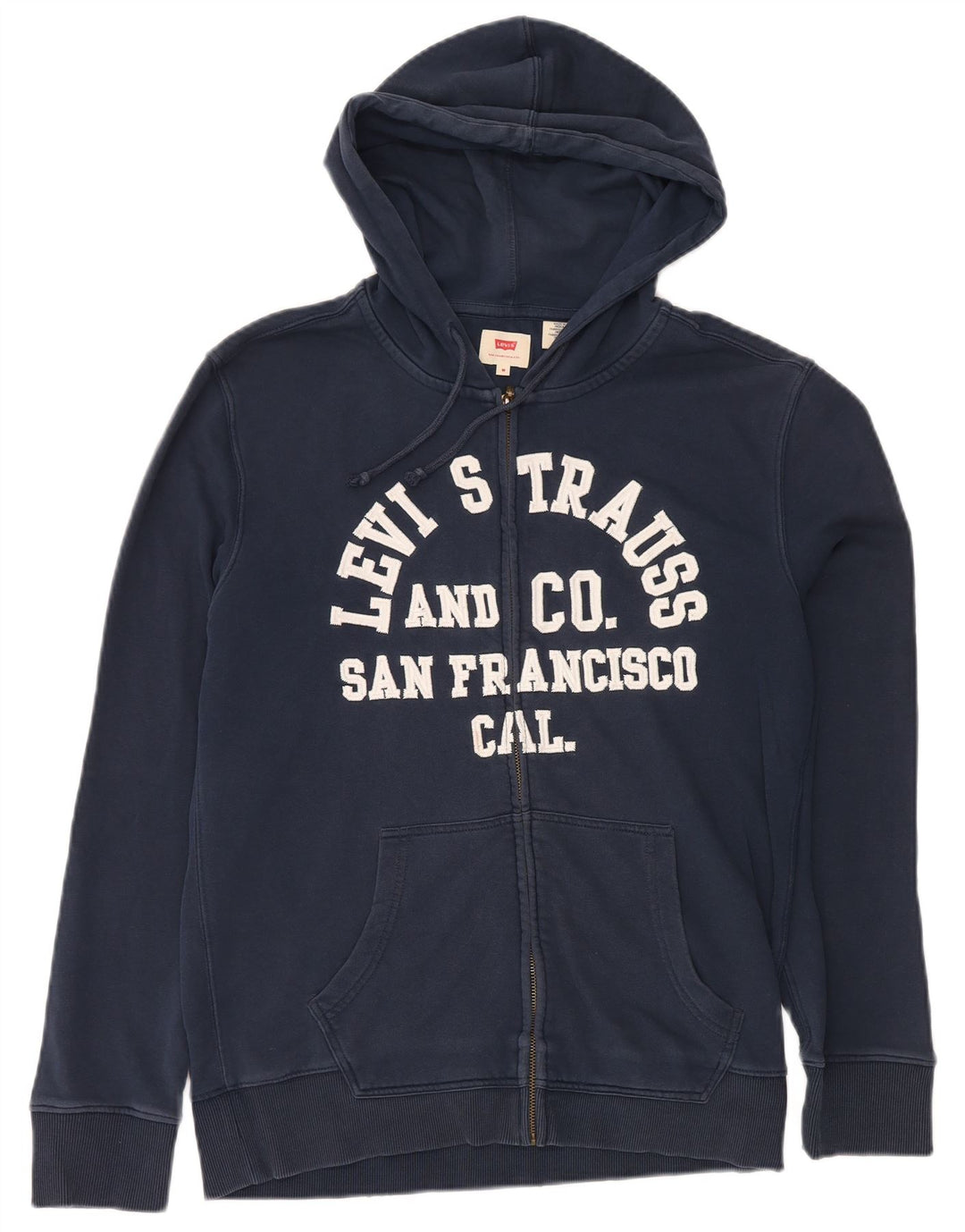 LEVI'S Felpa con cappuccio con zip grafica da uomo in cotone medio blu navy