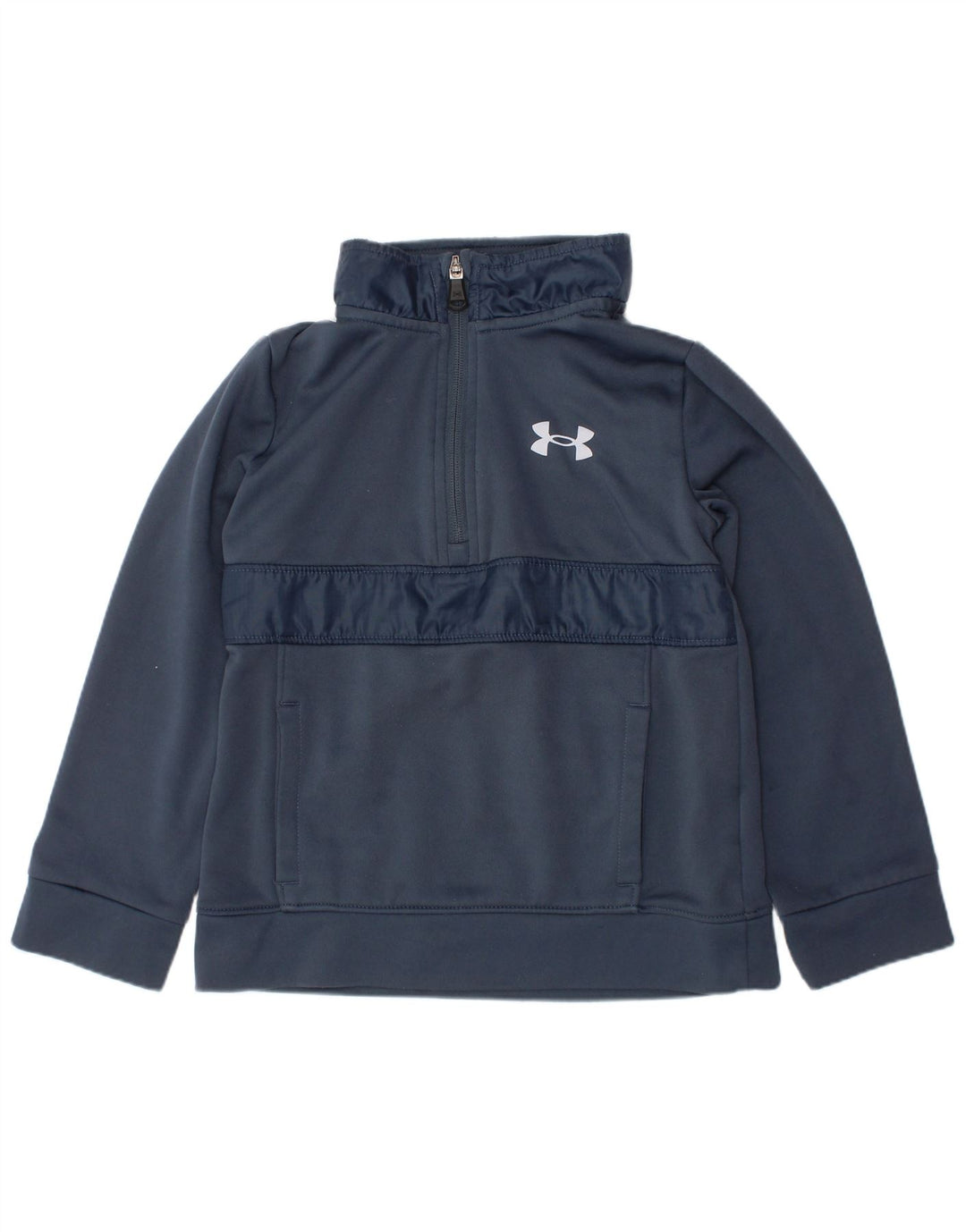 Felpa con collo con zip per ragazzi UNDER ARMOUR 5-6 anni in poliestere blu navy