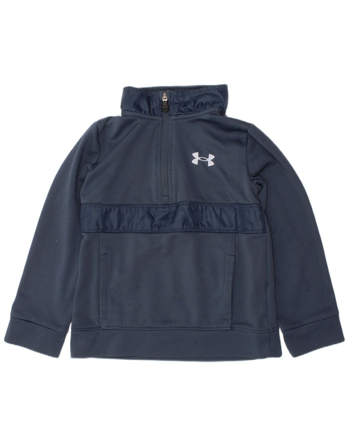 Felpa con collo con zip per ragazzi UNDER ARMOUR 5-6 anni in poliestere blu navy
