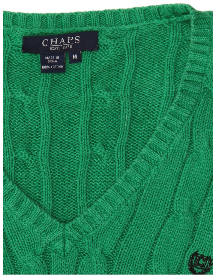 Maglione maglione con scollo a V da donna Chaps UK 12 Cotone verde medio