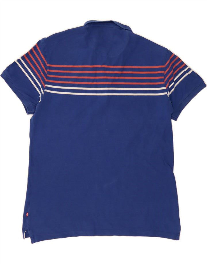 LEVI'S Mens Polo Shirt XL Blue Striped Cotton Vintage Levi's and Second-Hand Levi's from Messina Hembry 