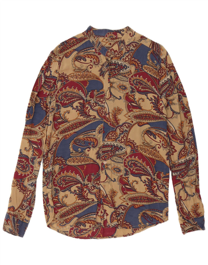 Camicia vintage da uomo in viscosa Paisley multicolore media
