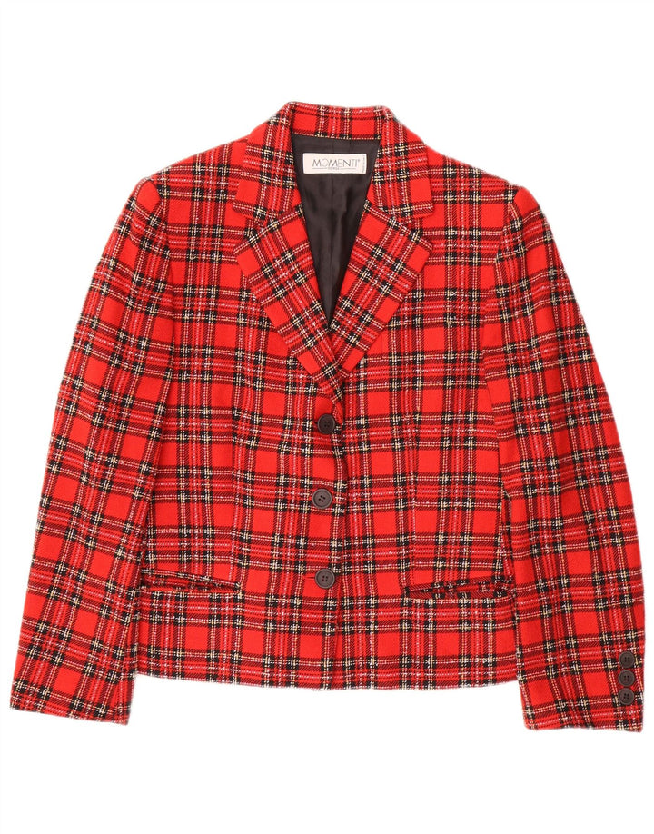 Giacca Blazer a 3 Bottoni Momenti da Donna IT 40 Piccolo Plaid Rosso in Lana