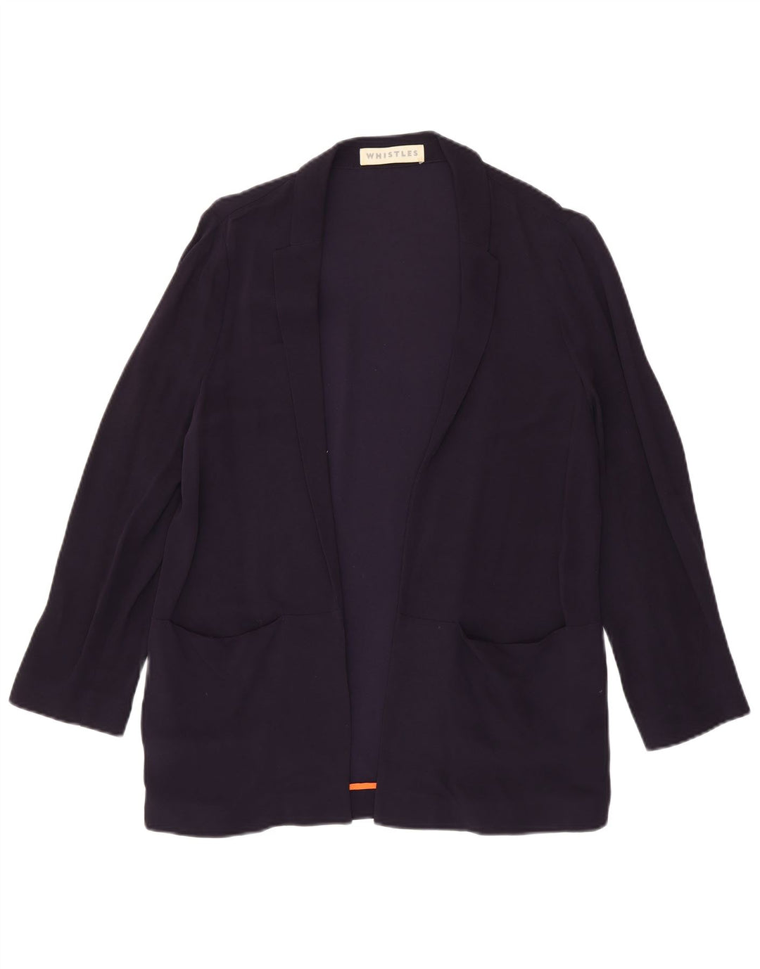 Giacca blazer aperta da donna WHISTLES UK 12 viscosa media blu navy