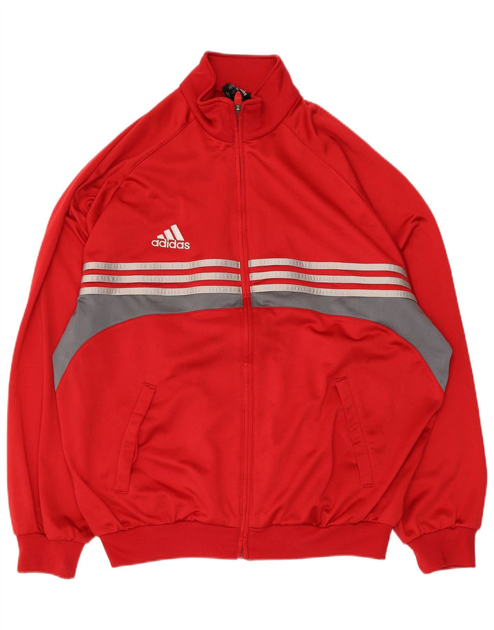 Giacca da tuta da uomo Adidas UK 44/46 Large Rosso Colourblock Poliestere