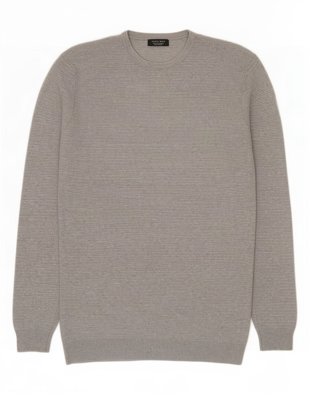 Maglione maglione girocollo da uomo Zara grande in cotone grigio