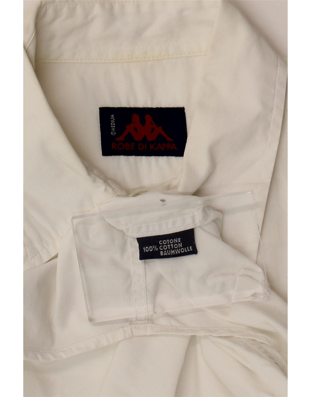 Camicia Kappa da uomo a maniche corte in cotone bianco medio