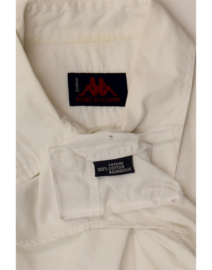 Camicia Kappa da uomo a maniche corte in cotone bianco medio
