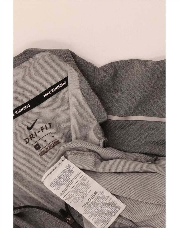 Maglia da uomo Nike Dri Fit con zip e collo a maniche lunghe in poliestere grigio medio