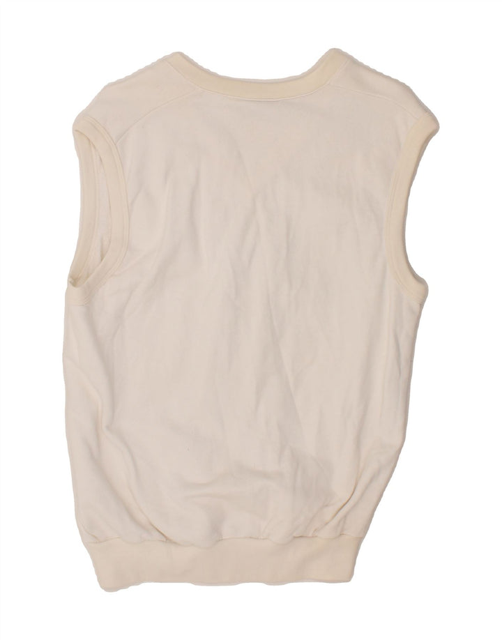 SERGIO TACCHINI Womens Sleeveless Sweatshirt Jumper UK 14 Medium White Vintage Sergio Tacchini and Second-Hand Sergio Tacchini from Messina Hembry 