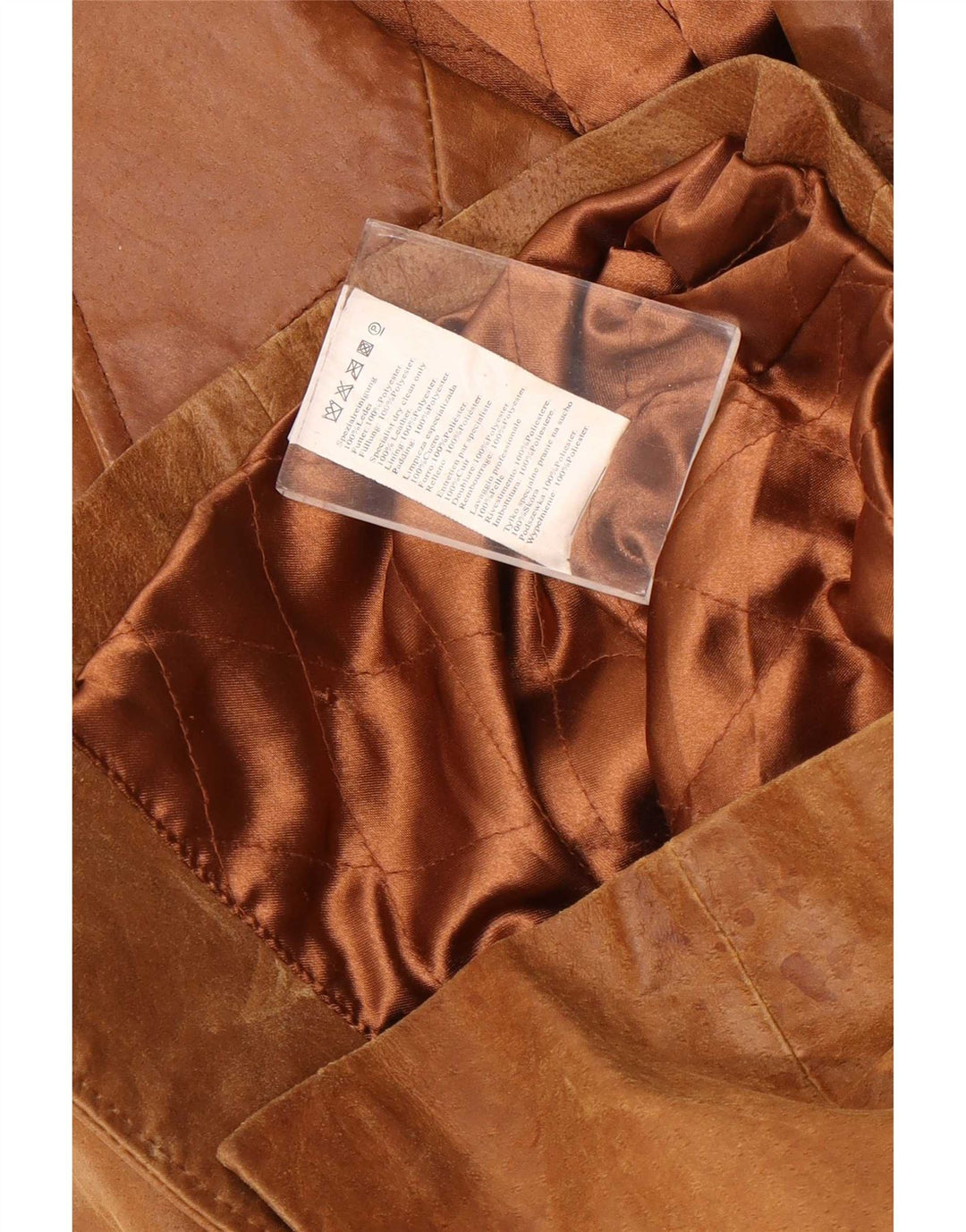 Cappotto in pelle vintage da donna IT 46 grande marrone