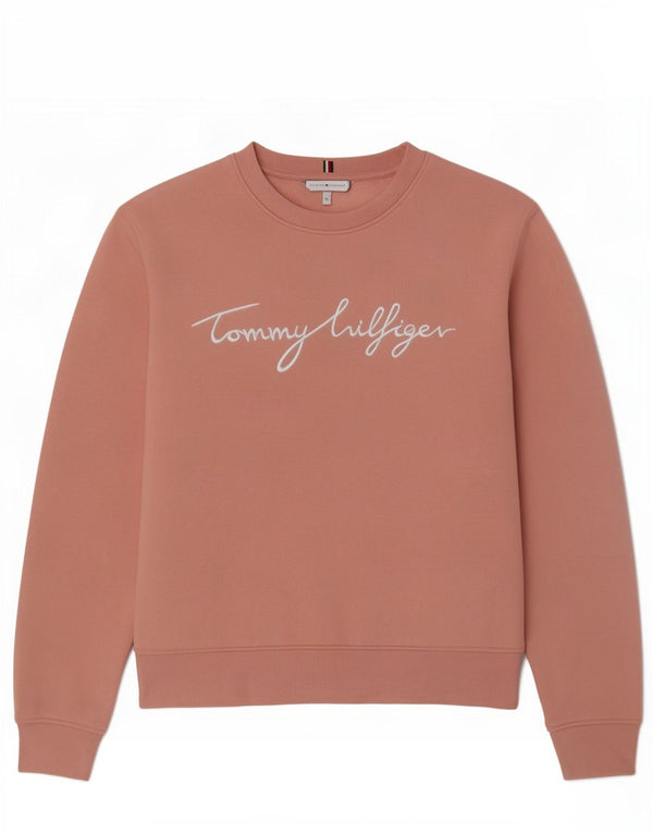 Felpa oversize con grafica da donna Tommy Hilfiger Maglione UK 6 XS Rosa
