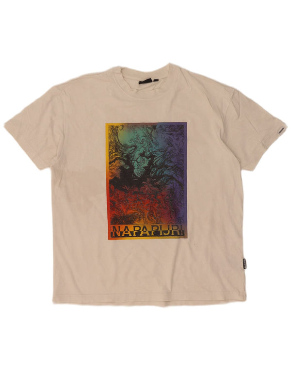 Napapijri Mens Graphic T-Shirt Top Medium White