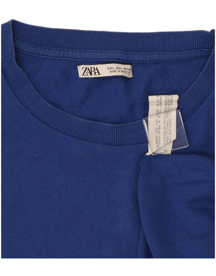 T-shirt uomo Zara Top Large in cotone blu