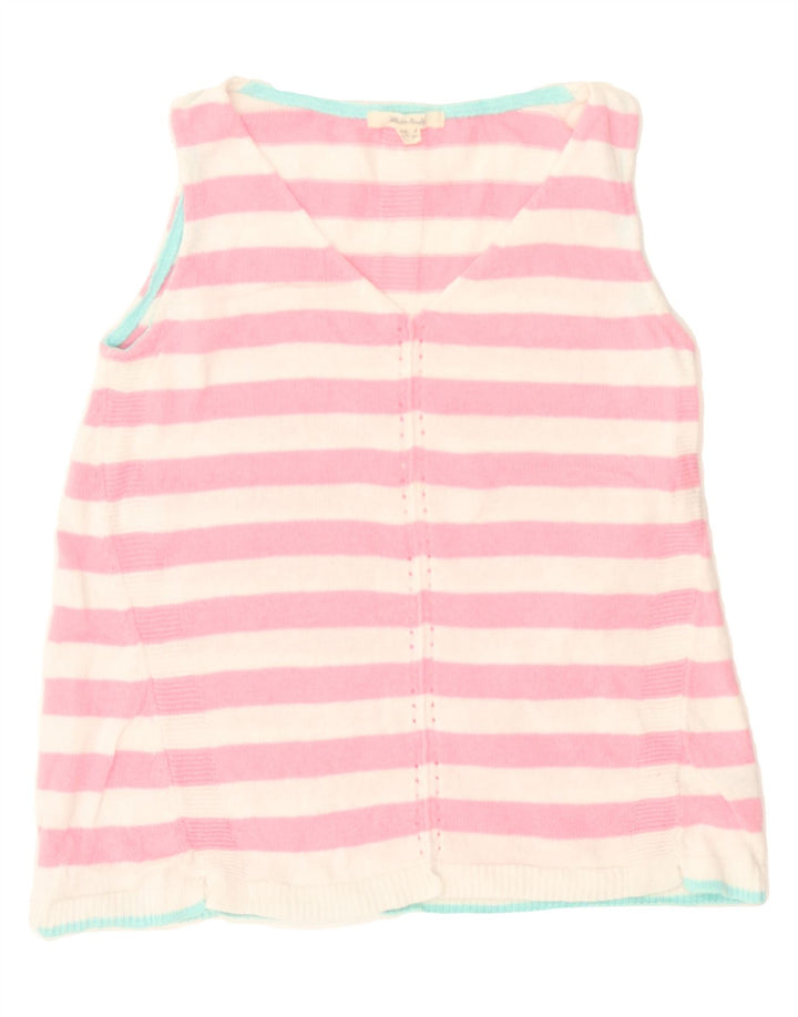 WHITE STUFF Womens Vest Tank Top UK 8 Small Pink Striped Cotton Vintage White Stuff and Second-Hand White Stuff from Messina Hembry 