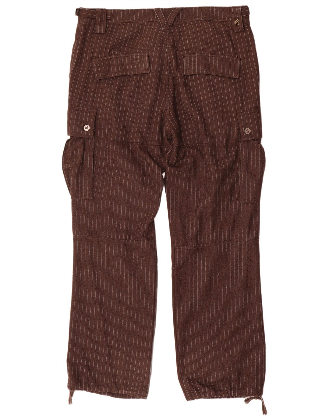 Pantaloni cargo dritti da uomo Fenchurch W36 L33 poliestere gessato marrone