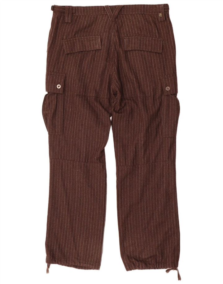 Pantaloni cargo dritti da uomo Fenchurch W36 L33 poliestere gessato marrone