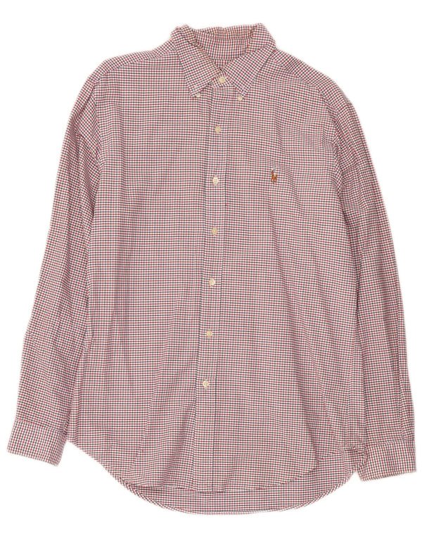 Ralph Lauren Camicia da uomo in flanella dal taglio classico in cotone a quadretti rosso medio