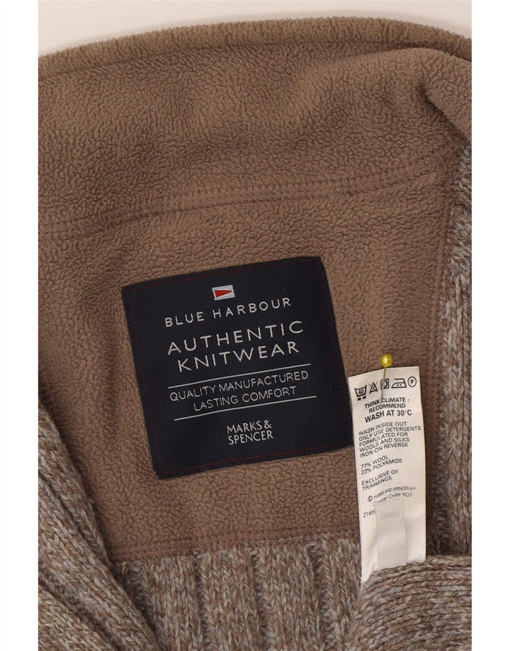 Maglione cardigan da uomo Marks & Spencer grande lana screziata marrone