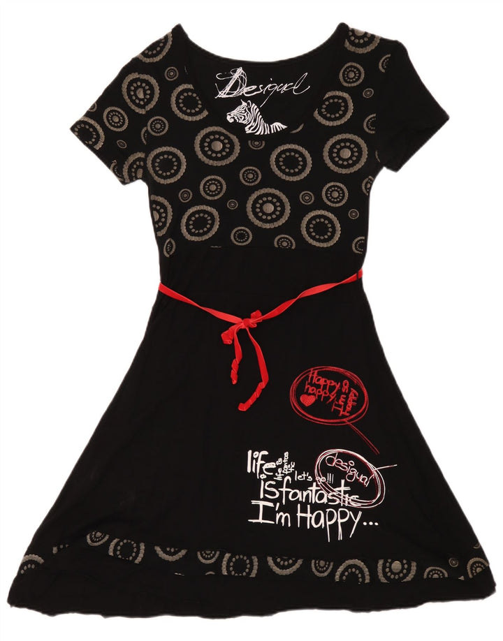 Desigual Abito da donna a linea A con grafica UK 12 Medio Nero geometrico